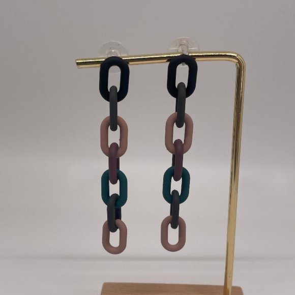 ⭐️✨ FREE Chain Link Boho Peasant Art Deco Farm Hipster Hippie Modern Earrings - Picture 7 of 8